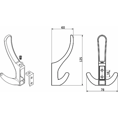 Крючок меб. трехрожковый мет. ROMA графит AKS - фото 2