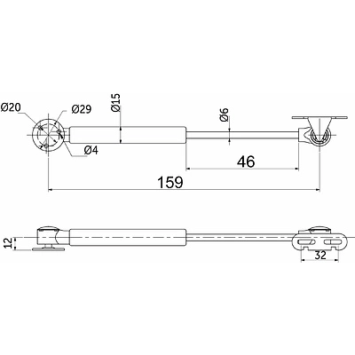 Подъемник газовый верхний 60N короткий серый AKS - фото 2