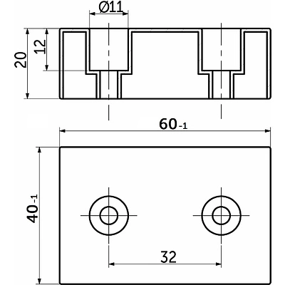 Опора меб. пласт. 60х40х20 белый РП - фото 2