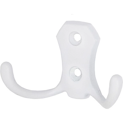 Крючок меб. двухрожковый мет. WP89 белый AKS - фото 1