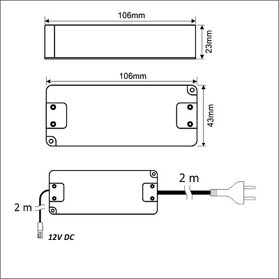 Блок питания ZSI 16W/12V, с вилкой и мини коннектером, HLT - фото 2