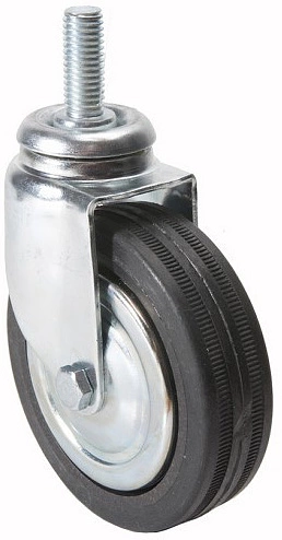 Колесо одинарное d75мм трубы d25 (512В) М10, черный AKS - фото 1