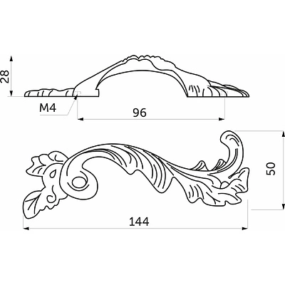 Ручка меб. скоба мет. NATURA 96 античное серебро левая AKS - фото 5