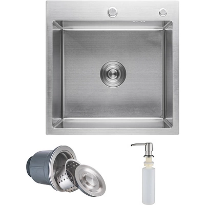 Мойка н/сталь, квадратная одночашевая, 500*500мм, cатин, врезн на/вровень столешнице, AKS (3,2мм) - фото 1