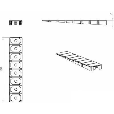 Клин мебельный 100х20х7мм подкладной обламываемый чёрный пластик для выравнивания мебели PL - фото 2