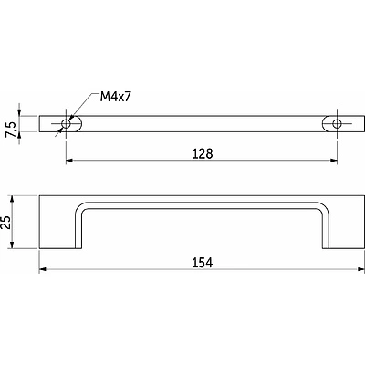 Ручка меб. скоба мет. AK705 128 черный матовый, AKS - фото 2