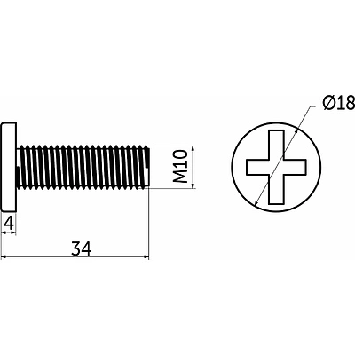 Болт к опоре кухонной пласт., черный AKS (1 уп. = 0,2 тыс.шт.) - фото 2