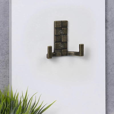 Крючок меб. двухрожковый мет. TETRIS старое золото AKS - фото 5