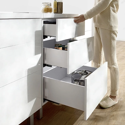 Система ящиков Slimbox AKS L-350 H=175 белый PUSH TO OPEN ДСП16мм - фото 4