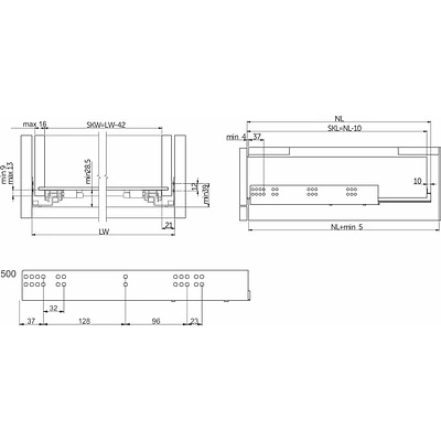 Направляющая скрытого монтажа L-500 push to open ДСП до16mm с замками GTV MODERN SLIDE полное выдвижение - фото 2
