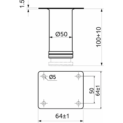 Опора меб. мет. d50 h100 с регул. белый AKS - фото 2