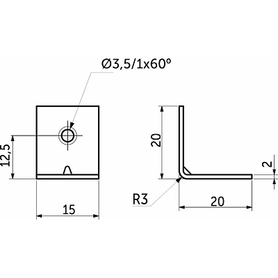 Уголок металлический FSC-04 20х20х15 (2.0), белый цинк (уп/10шт), AKS - фото 2