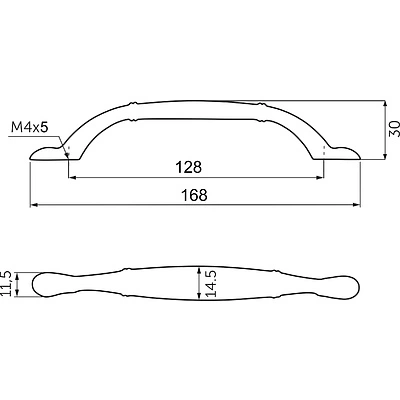 Ручка меб. скоба мет. AVRORA 128 античный никель, AKS - фото 2