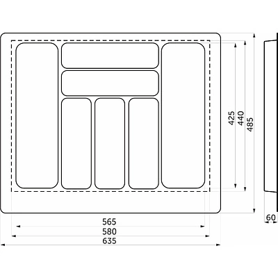 Лоток для столовых приборов 700 MARBLE 635*485, бело-серый мрамор AKS - фото 2