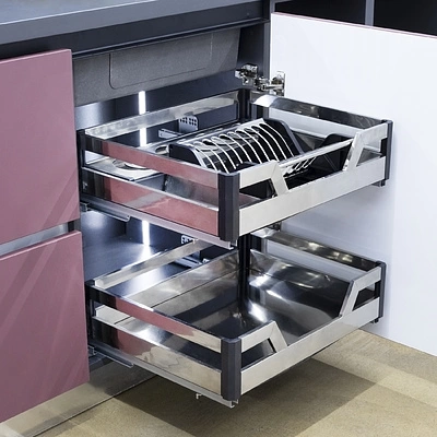 Выдвижная корзина-сушка 800 PRIME LINE 2 ур. нерж.сталь, инокс AKS - фото 4