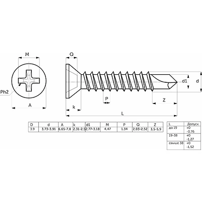 Саморез оконный сверло 3,9*25 (уп/1тыс.шт) AKS - фото 2