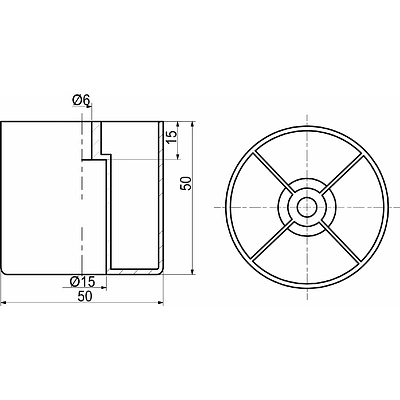 Опора меб. пласт. d50 h50 чёрный РП - фото 2