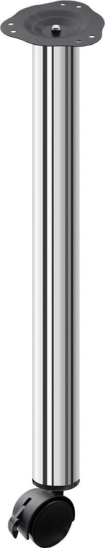 Опора меб. круглая d50 h710 с колесом с тормозом, хром, винт М10, AKS - фото 1