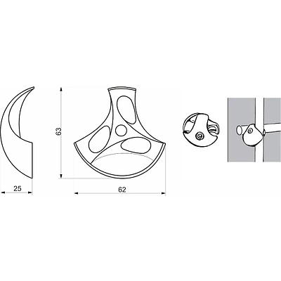 Соединитель 2-х труб d25 (501L) шарообразный левый, вакуумное хромирование AKS - фото 2