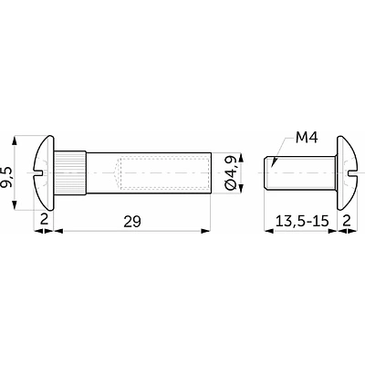 Стяжка межшкафная d5 М4х30мм (уп/10шт) AKS - фото 2