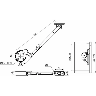 Подъемный механизм верхний AKS SMART LIFT серый - фото 2