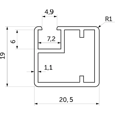 Профиль алюминиевый для рамочных фасадов Z-1 черный глянец (L-6000) АЛЮТЕХ (101.RAL9005) - фото 2