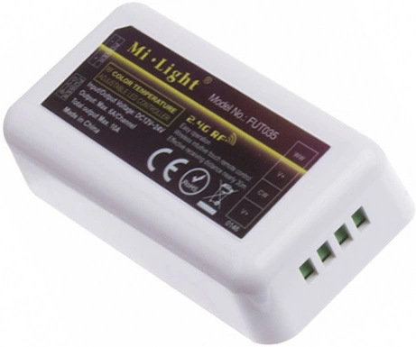 Контроллер для светодиодной ленты Bicolor (двухцветной), RF 2.4GHZ, 4-зоны ,12VDC, 12/24V, 120W/240W, без пульта, AKS - фото 1