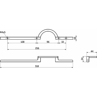 Ручка меб. скоба мет. ELEGANCA 256, брашированное золото, AKS - фото 2