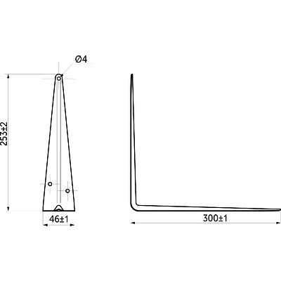 Полкодержатель мет. 300*250 черный AKS (тип 2) - фото 2