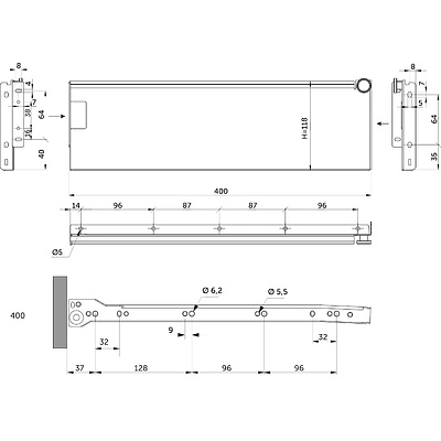 Система ящиков Металбокс AKS L-400 белый H=118 левая+правая - фото 2