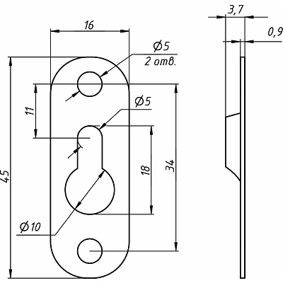 Пластинка зацепная 45*16*0,9 Light белый цинк (уп/ 200 шт) AKS - фото 2