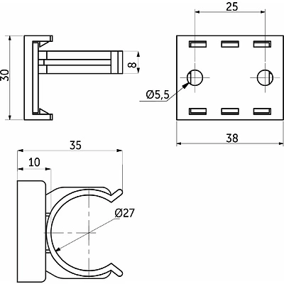 Крепление опоры кухонной пласт. (клипса+подклипсник), черный LEBA - фото 2