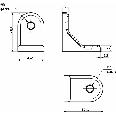 Полкодержатель мет. MONO 30*30*1.2, белый AKS - фото 2