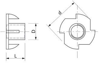 Гайка усовая (носковая) М6*10 белый цинк (уп/100 шт) AKS - фото 2