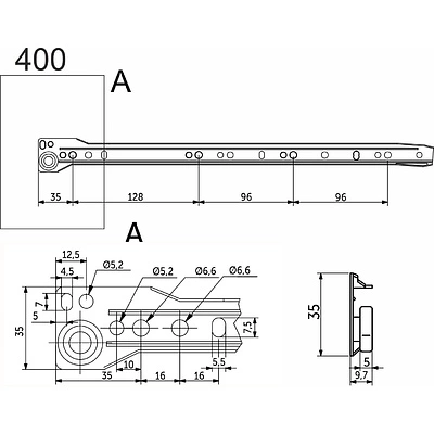 Направляющая роликовая L-400 0,9мм AKS белая - фото 2