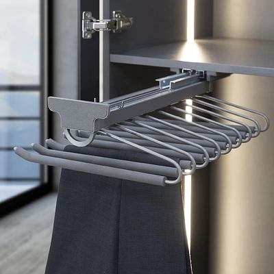 Выдвижная вешалка для брюк BRUNO крепл.верх./левое, графит PRIME by AKS (загрузка правая) - фото 3