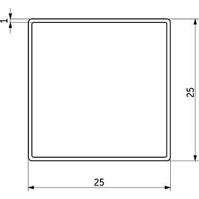 Труба квадр. L-3000 25*25 (1,4кг/1,0мм) QUADRO, хром AKS - фото 2