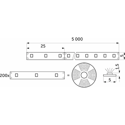 Лента светодиодная - 9,6W/m, 12V, 5мм, 2835, 120 д/м, IP20, холодный белый (6000K), узкая - 5м, AKS - фото 2