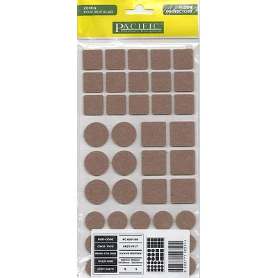 Подкладка самоприлипающая фетровая микс (d20, 20 х 20 - 15 штук d25, 25 х 25 - 6 штук) коричневая Pacific PC 6001 BR - фото 3
