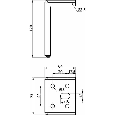 Опора меб. мет. WALL h120 матовый хром AKS - фото 2