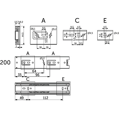 Направляющая шариковая L-200 h=45 PRIME by AKS A - фото 2