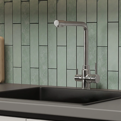 Мойка н/сталь, прямоугольная одночашевая, 570*460мм, черный, универсальная, AKS (3,2мм) - фото 7