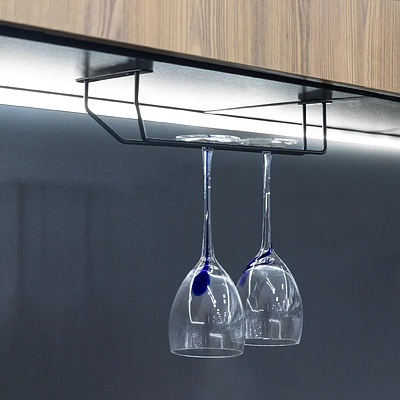 Держатель подвесной для бокалов однорядный 340*65*114, черный AKS - фото 4