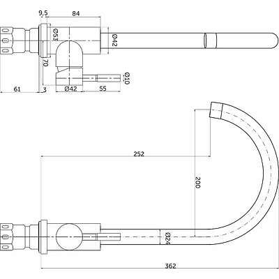 Смеситель для кухни однорычажный, HDF-2861, сатин, AKS - фото 2