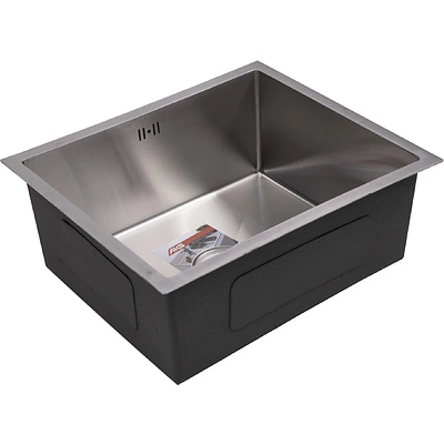 Мойка н/сталь, прямоугольная одночашевая, 570*460мм, глянец сатин, универсальная, AKS (3,2 мм) - фото 3