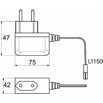Блок питания Wall 2.4W/12V розеточный с миниконнектором, AKS - фото 2