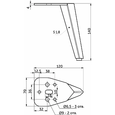 Опора меб. мет. STATE h140 матовый хром AKS - фото 2