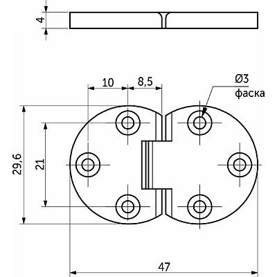 Петля секретерная металл/металл d30мм хром AKS плоская - фото 2