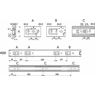 Направляющая шариковая L-400 h=35 AKS A - фото 2
