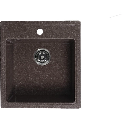 Мойка каменная, прямоугольная одночашевая, S-10, 510*450мм, шоколад, врезная, Sim Gran - фото 1
